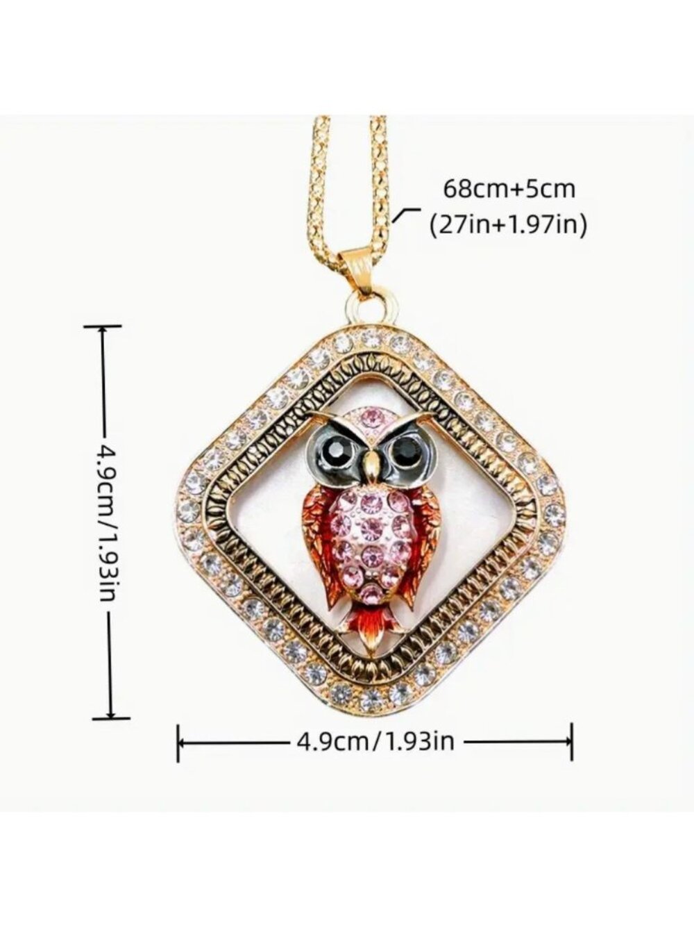 Betsey Johnson Necklace Crystal & Owl Pendant Gold Tone - Picture 2 of 2